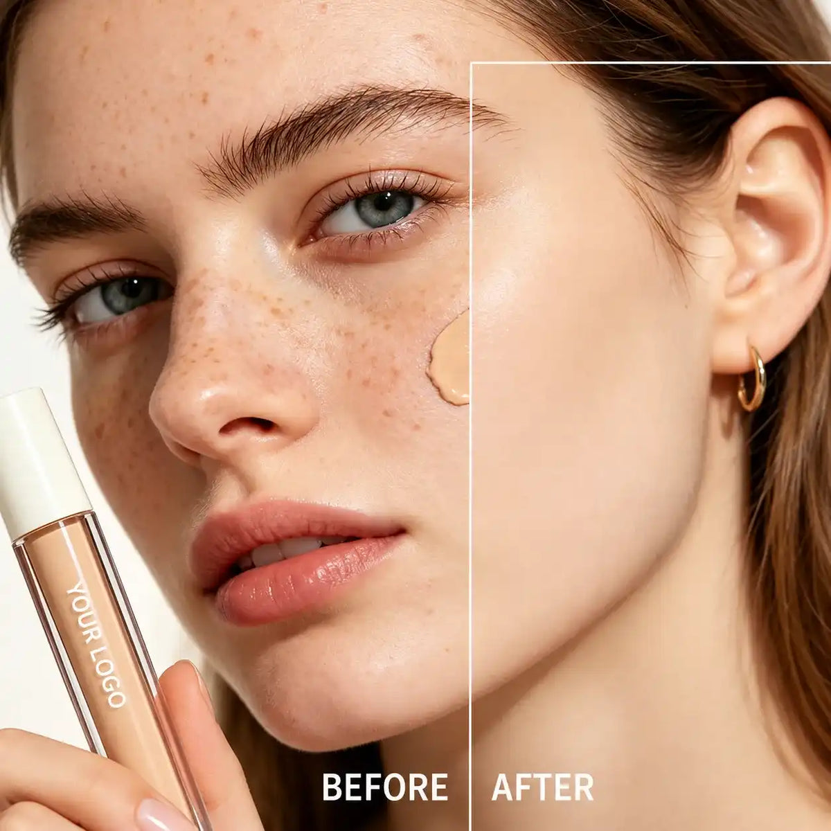 Custom foundation coverage direction showing buildable complexion coverage for private label foundation development by KAIYA