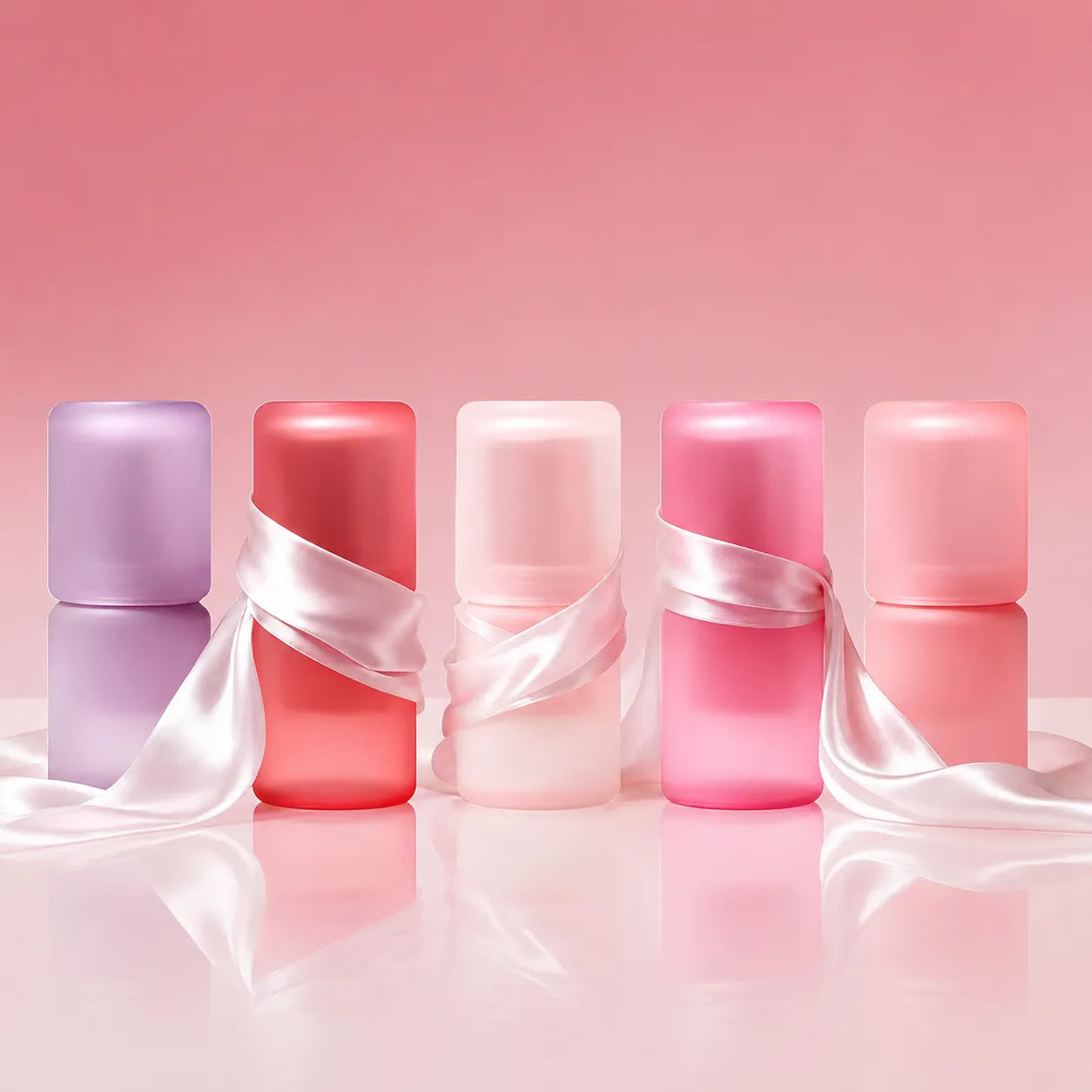 Kaiya custom lipstick packaging with cute lipstick containers in pastel colors for soft and playful lipstick product lines.