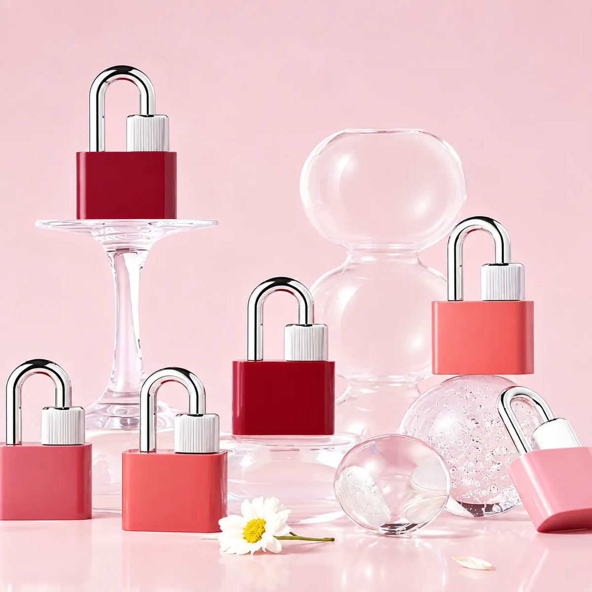 KAIYA custom liquid lipstick containers in coordinated red and pink color options for branded packaging