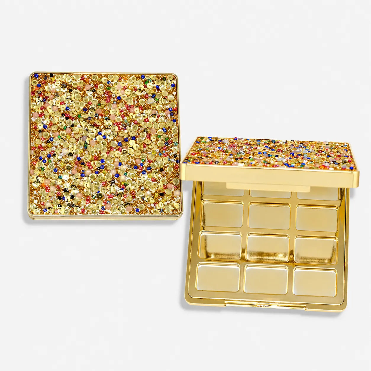 KAIYA custom makeup palette packaging with decorative gold finish and multi-pan layout for color cosmetic palette projects