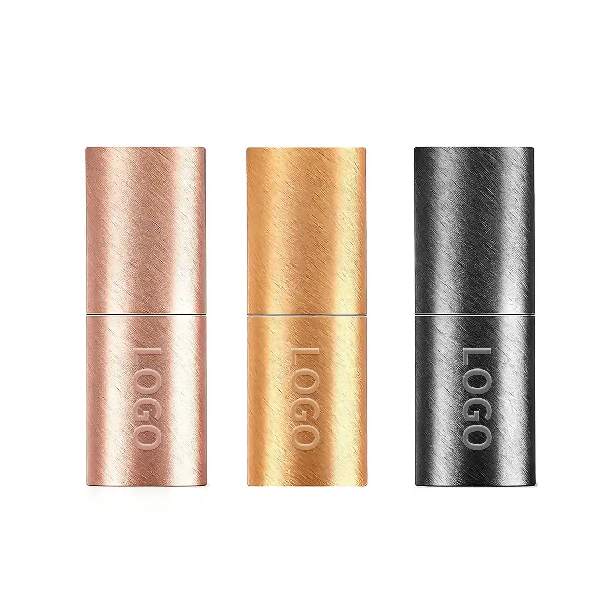 KAIYA custom refillable cosmetic packaging with aluminum stick colors, brushed finishes and logo decoration