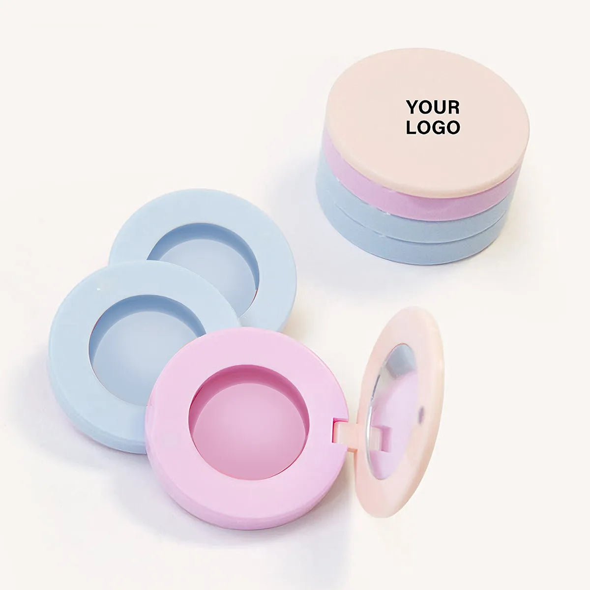 KAIYA empty blush palette in pastel round compact design for blush, highlighter, or face makeup palette projects