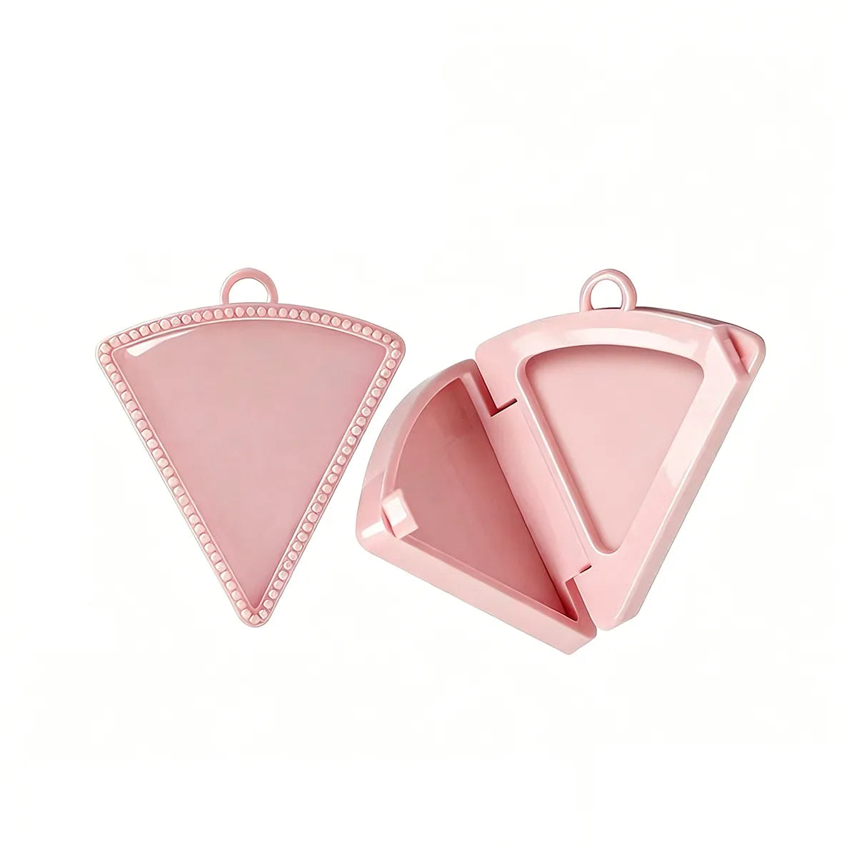 KAIYA empty blush palette in pink triangle shape with hanging detail for creative blush and small face makeup packaging projects