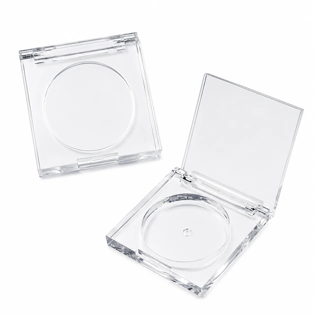 KAIYA empty compact case in clear square design for pressed powder, blush, highlighter, or small face makeup packaging