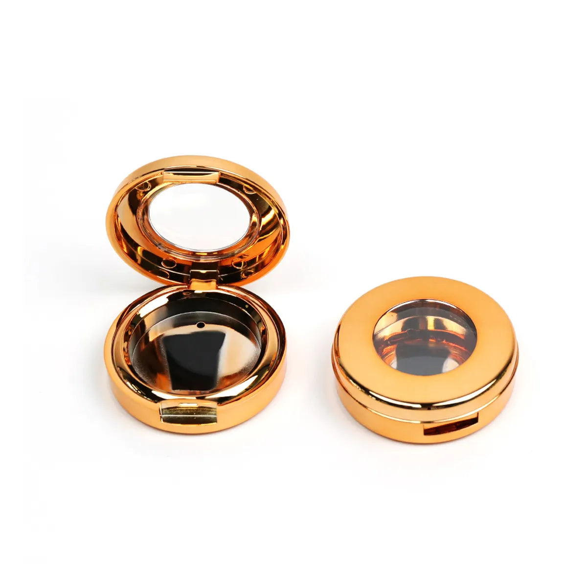 Kaiya gold empty compact case in a round cosmetic compact case design