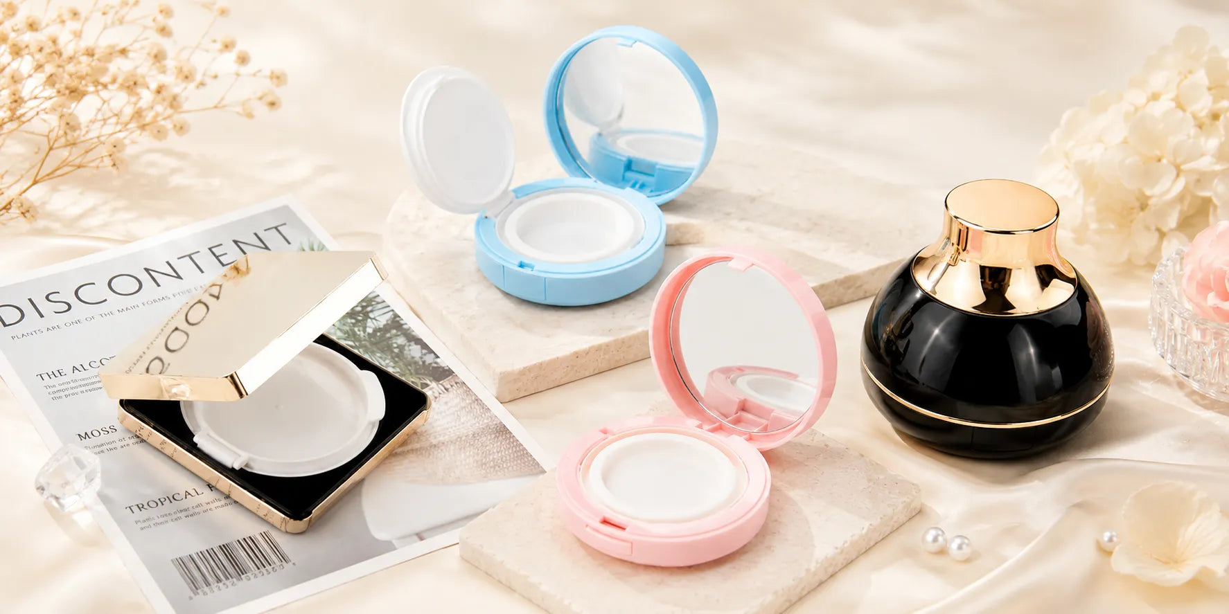 Wholesale empty cushion compact packaging collection for cushion foundation brands with assorted case styles
