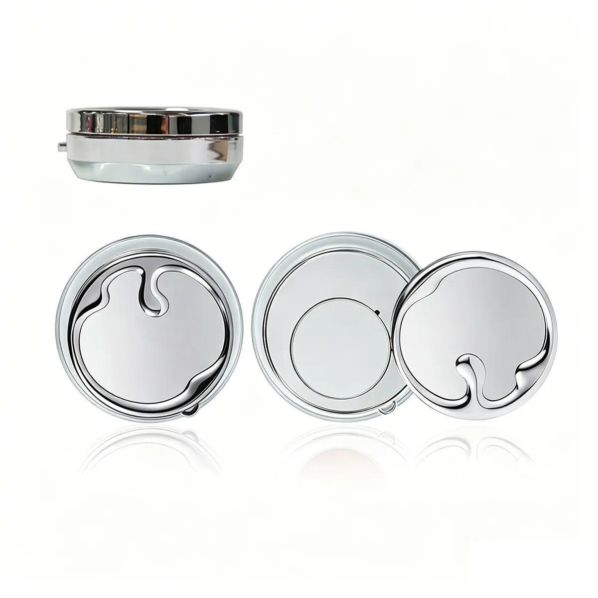 KAIYA empty magnetic makeup palette in silver compact design for eyeshadow, blush, or portable makeup palette use