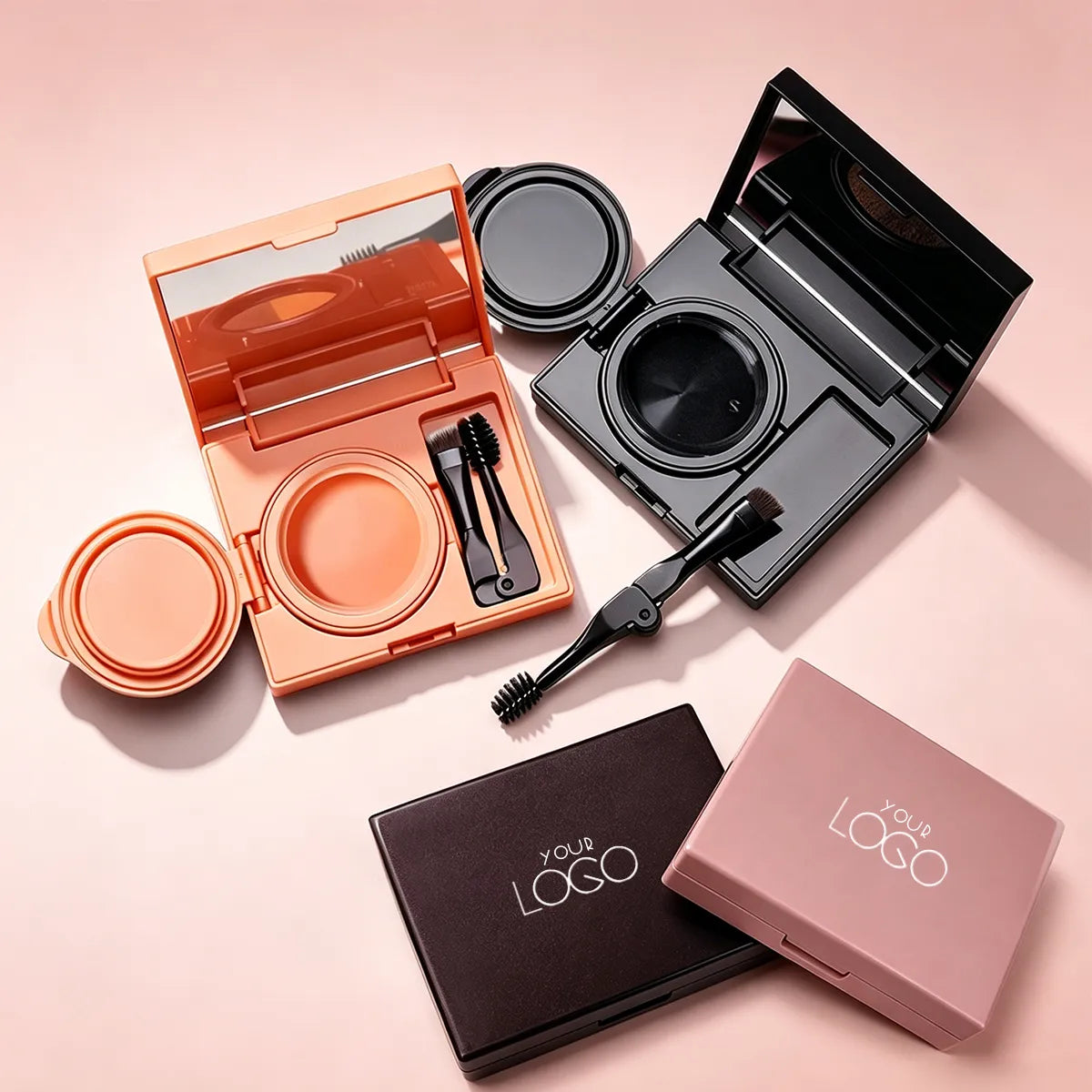 KAIYA empty makeup palette containers with mirrors in square compact designs