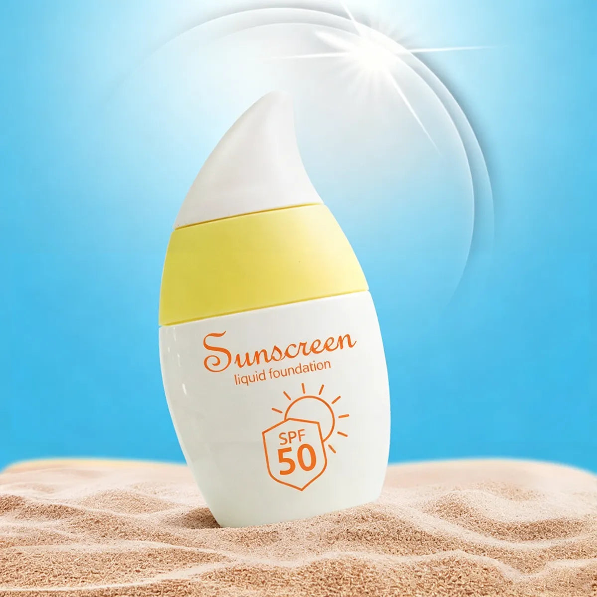 Kaiya empty sunscreen bottles with screen printing cosmetic bottles design, featuring custom printed SPF 50 artwork for sunscreen packaging.