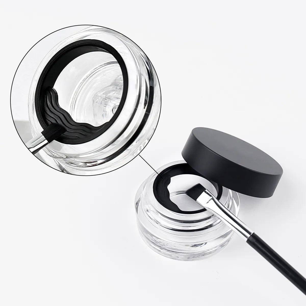 Kaiya eyebrow gel container in a black empty eyebrow container format with brush applicator
