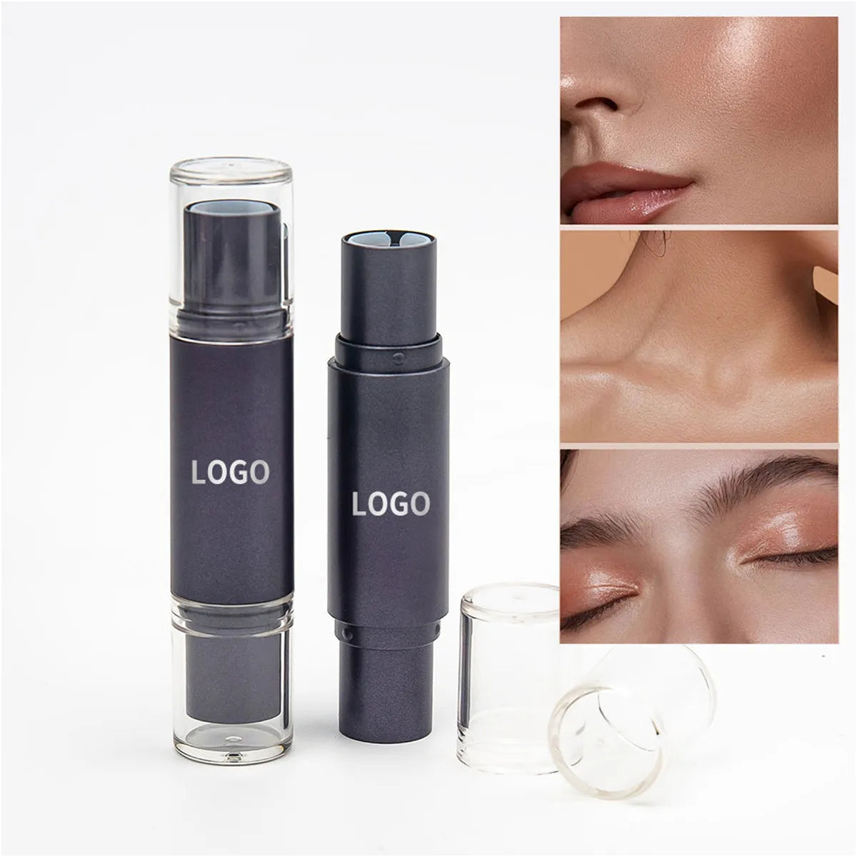 KAIYA foundation stick packaging for multi-use face makeup formats including foundation, contour and highlighter stick products