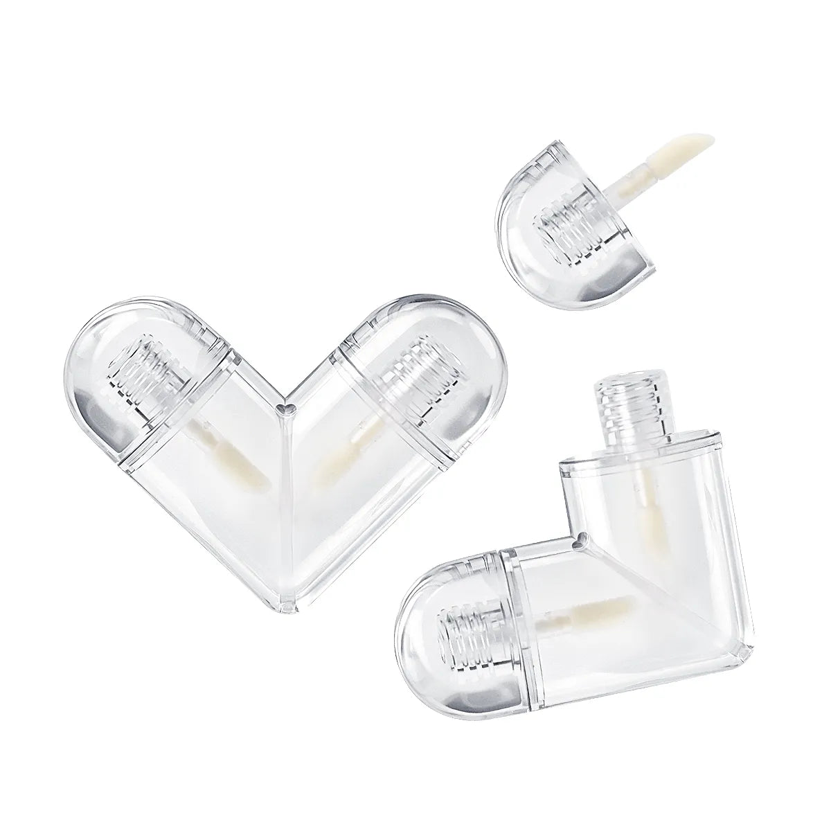 Kaiya heart-shaped clear lip gloss tube packaging for playful lip product collections