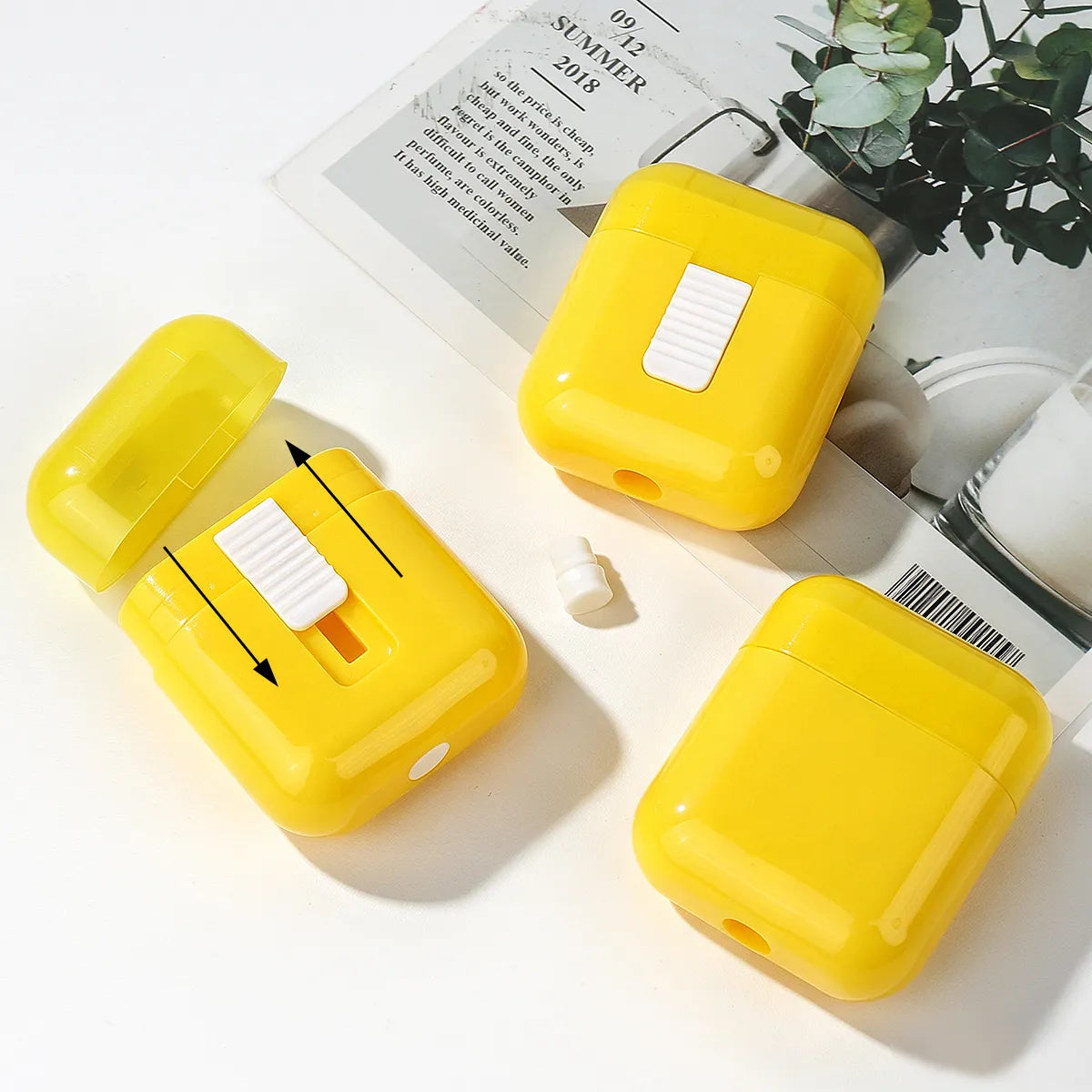 Kaiya high quality beauty stick packaging featuring a yellow slide-up structure for portable sunscreen, balm, and makeup stick packaging projects.