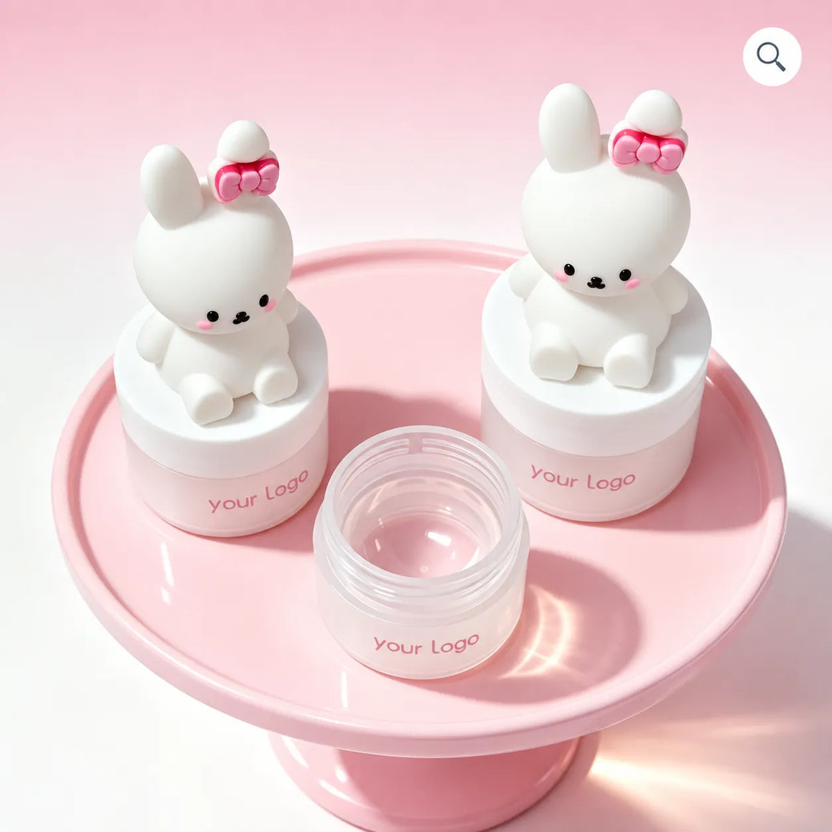 Lip balm jar container with cute bunny caps and custom logo decoration by KAIYA