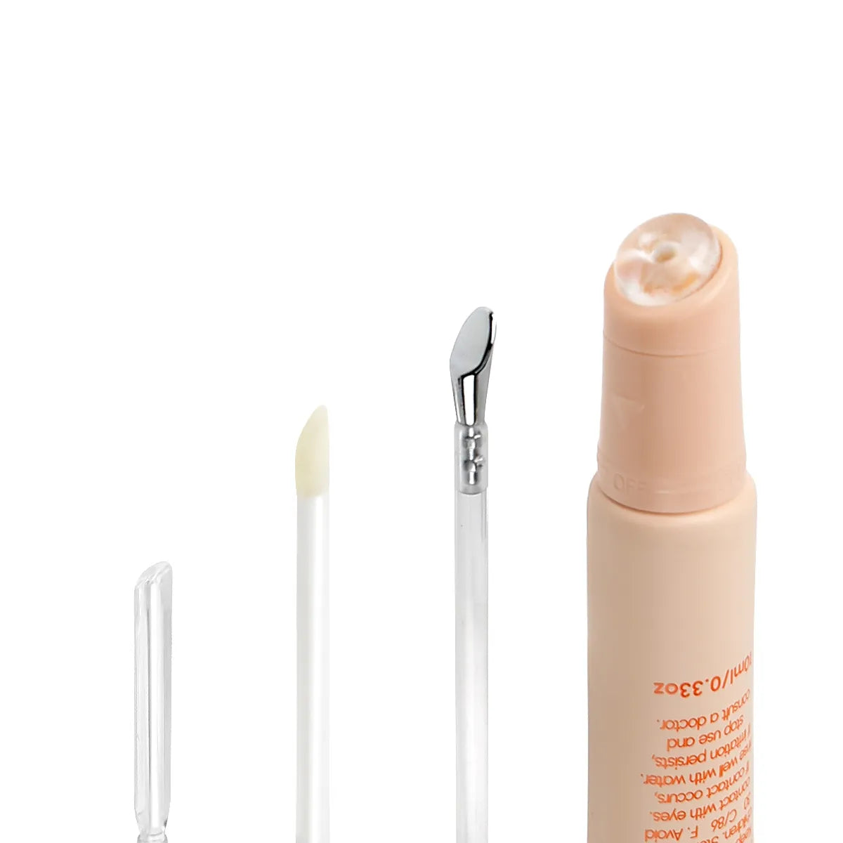 Kaiya lip gloss bottle applicator brush options for controlled pickup and smooth application