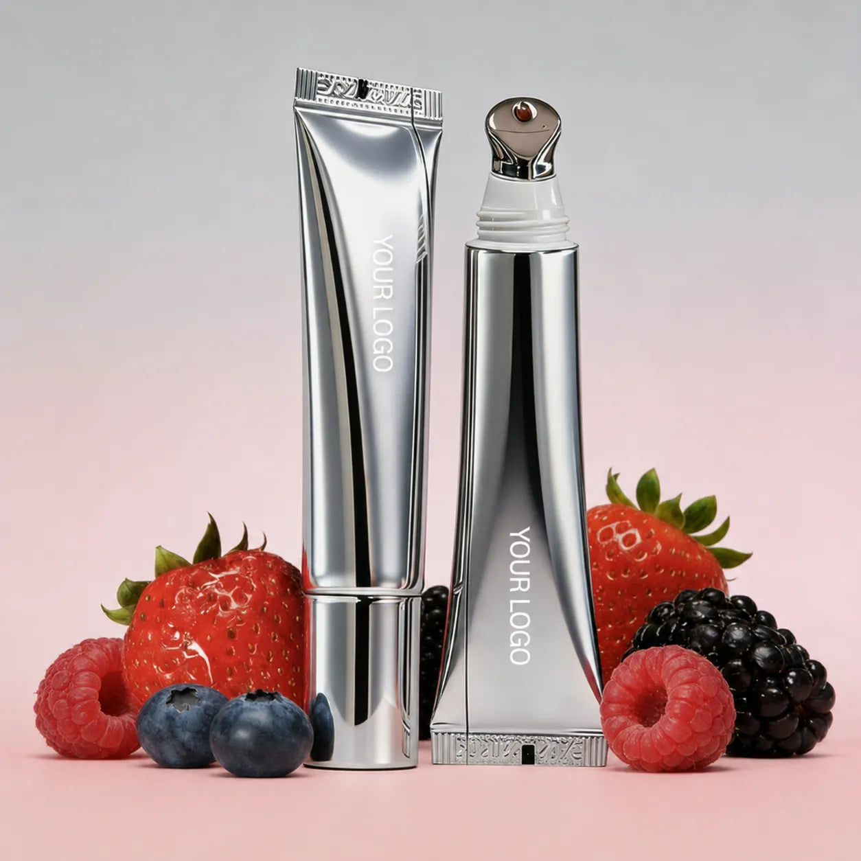 Kaiya silver 15ml lip gloss squeeze tube containers with soft squeeze tube packaging.