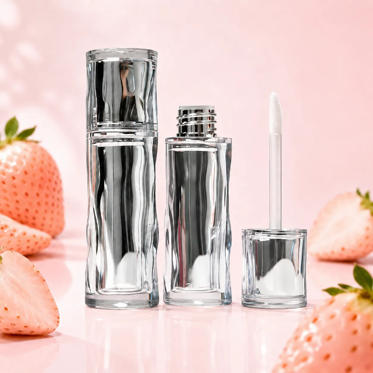 Lip gloss tubes by KAIYA, featuring silver empty lip gloss packaging with a clean applicator.