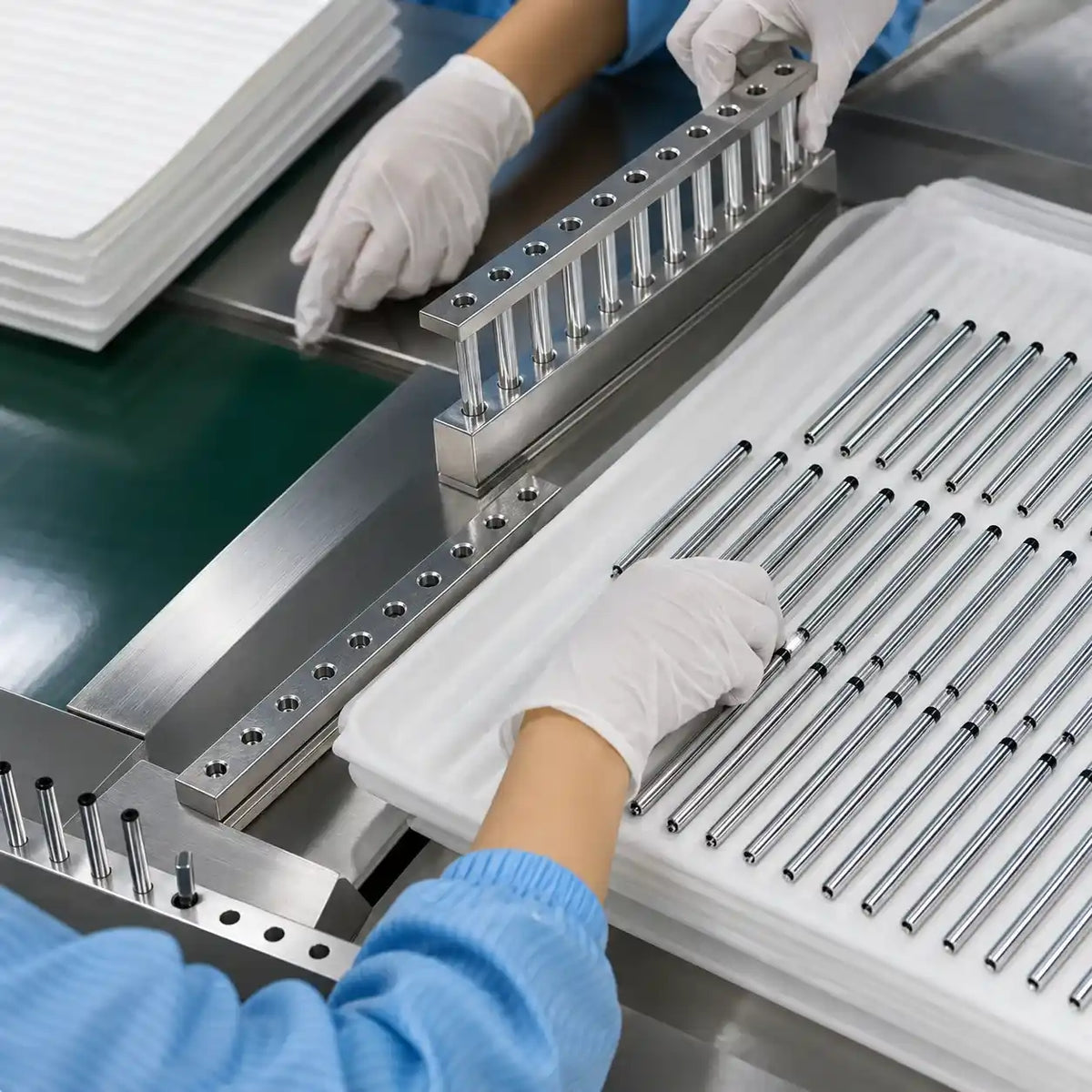 KAIYA lip liner manufacturer with workers assembling and inspecting lip liner pencils during factory production