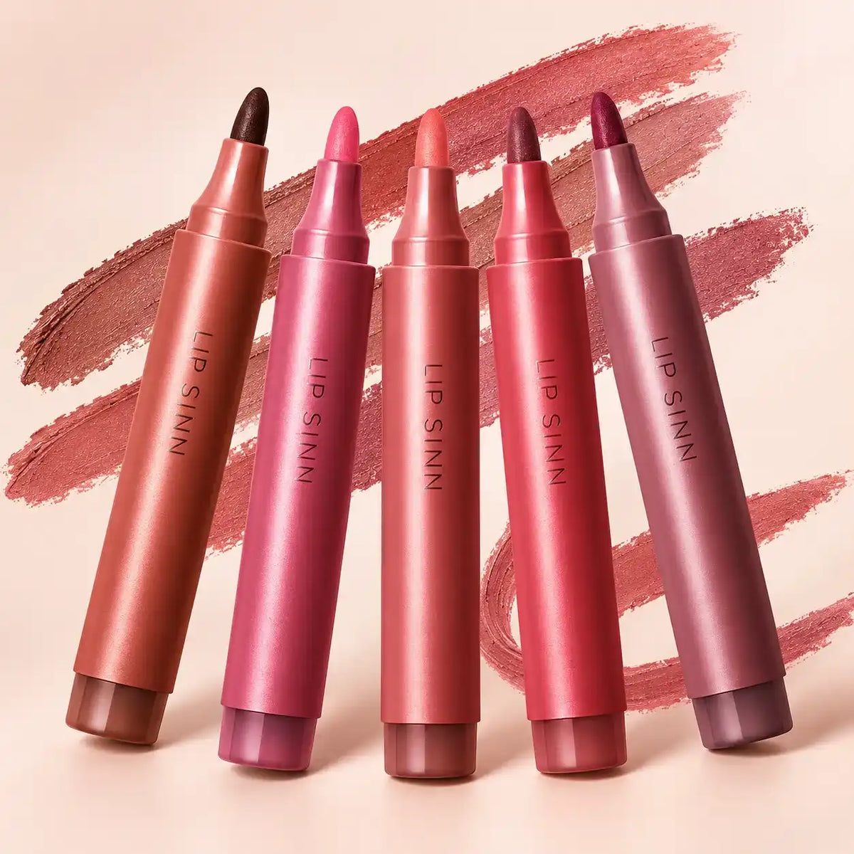 Kaiya lip liner supplier offering custom color options across nude, pink, coral, red and deeper lip liner shades.