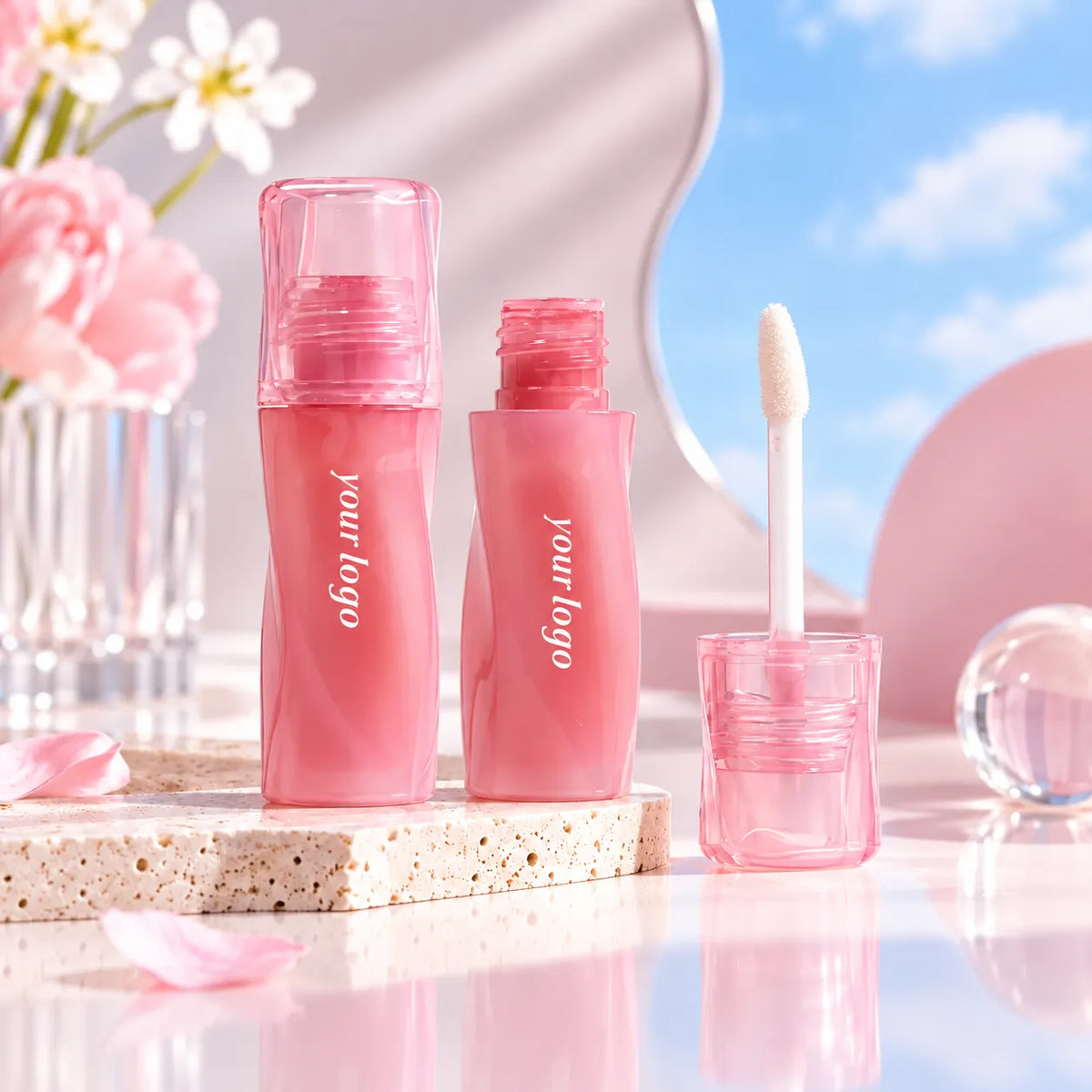 KAIYA liquid lipstick containers with matched bottle, cap, wand and applicator component combinations