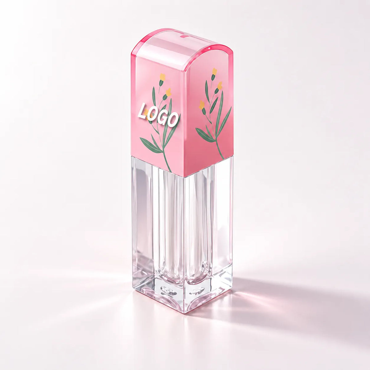 Liquid lipstick packaging with compact bottle structure designed around usable filling space