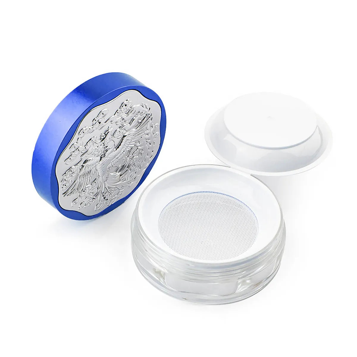 KAIYA loose powder case with sifter and clear jar structure for loose powder makeup packaging