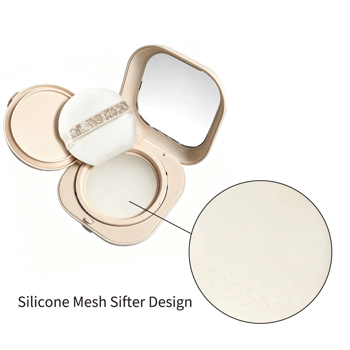 KAIYA loose powder container with silicone mesh sifter for controlled powder release and improved leakage control