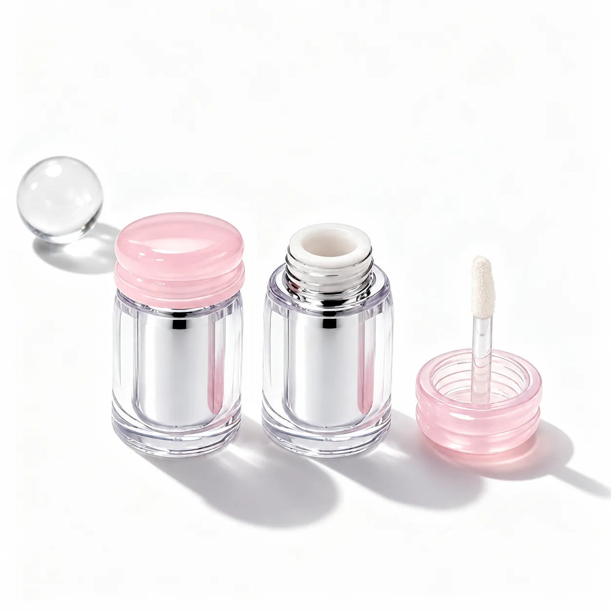 mini lip gloss tube components with precise cap wiper and bottle fit
