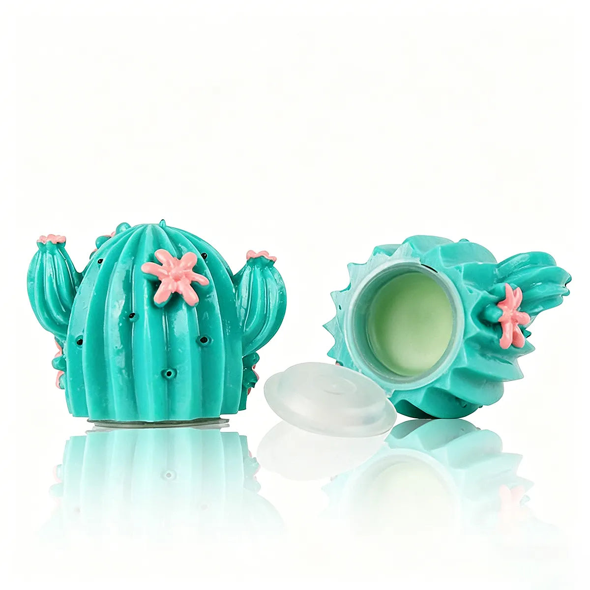 KAIYA mini makeup containers in custom cactus shape for small makeup container and cute cosmetic packaging projects