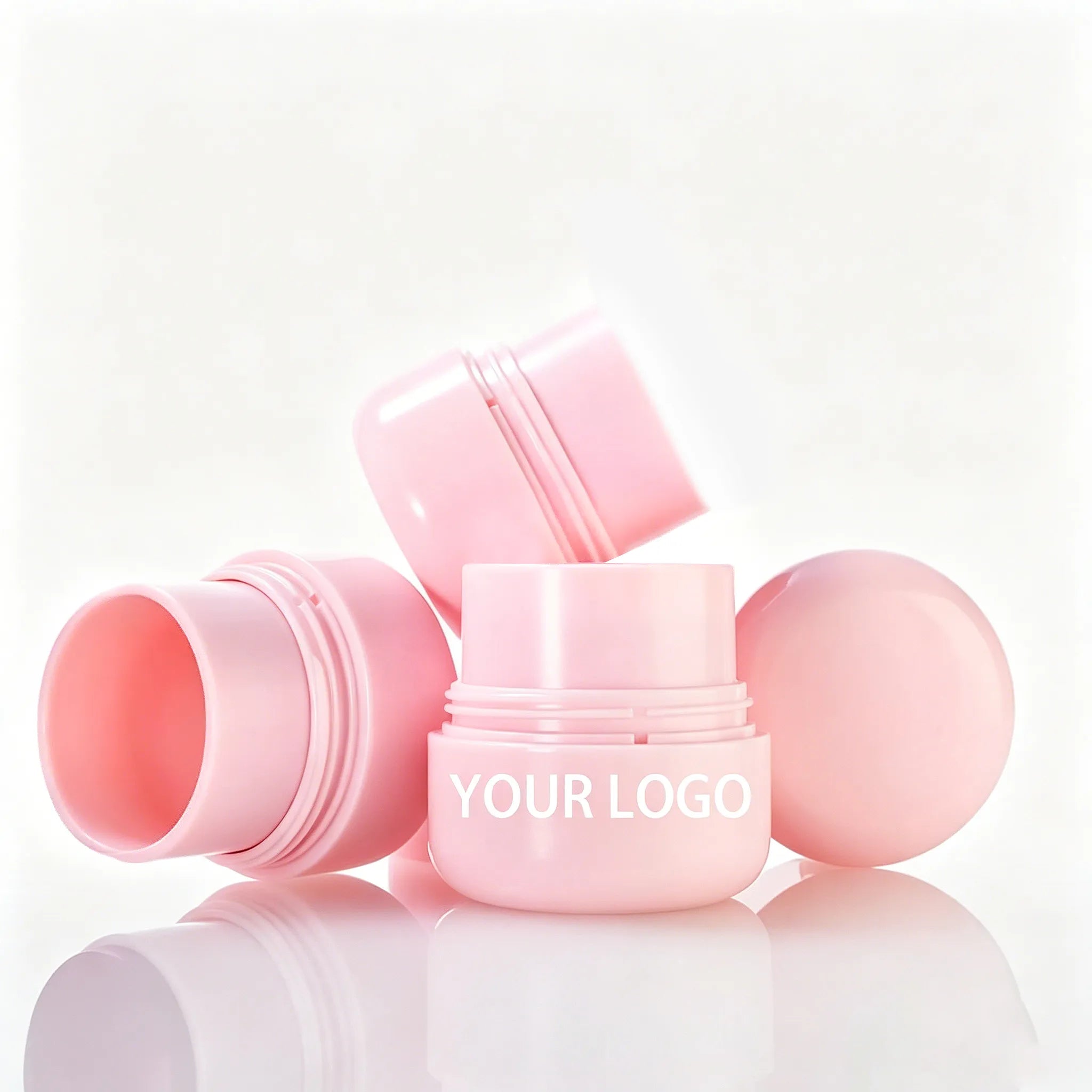 KAIYA mini makeup containers in pink blush stick packaging for small face makeup, balm, or cream color products