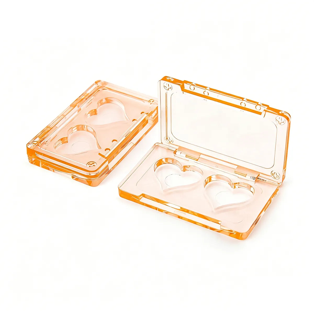 KAIYA plastic makeup compact case in transparent orange material for small blush, eyeshadow, and face makeup packaging projects