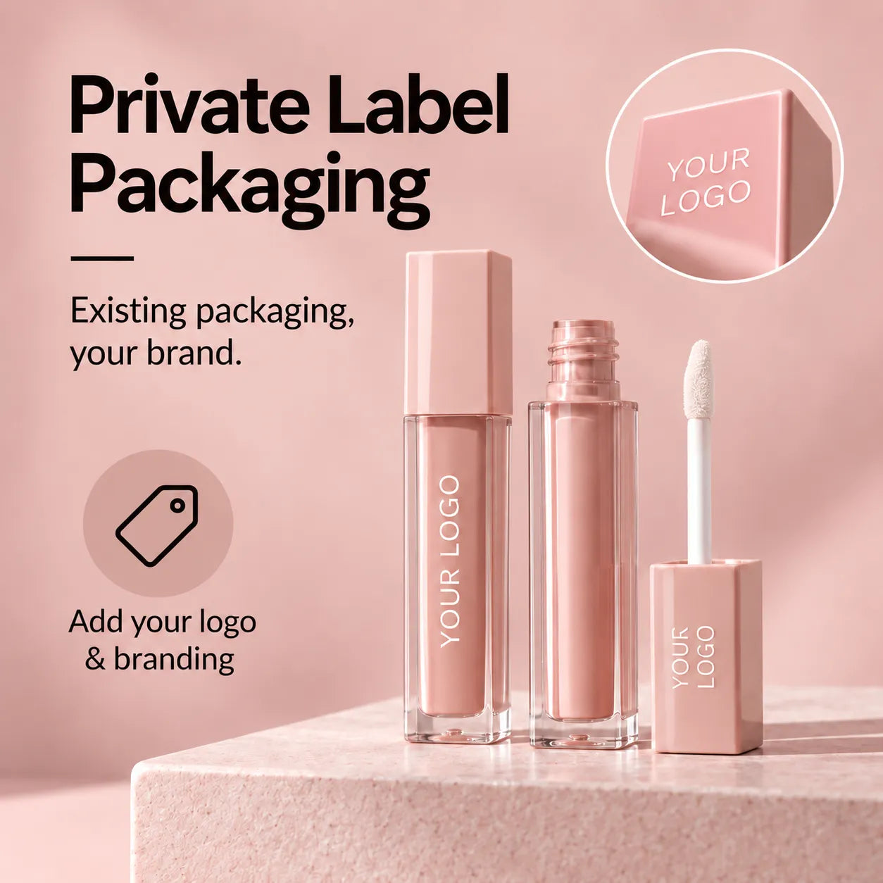 KAIYA private label cosmetic packaging using existing color cosmetic packaging with custom logo and branding