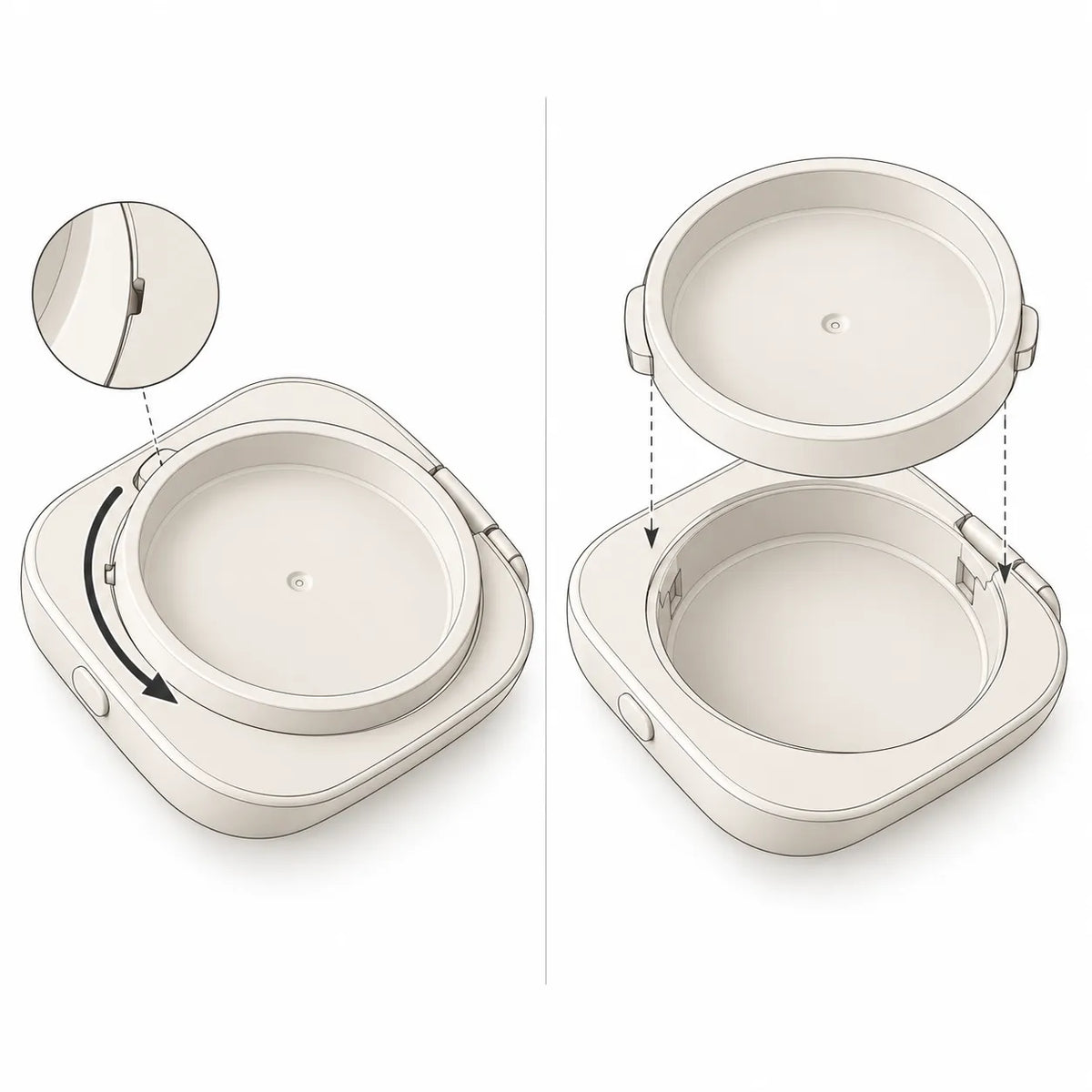 KAIYA refillable cosmetic containers with a removable inner pot designed for repeated replacement