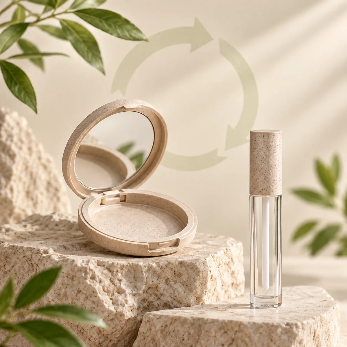 KAIYA concept combining refillable cosmetic packaging and recycled content in compact and tube designs