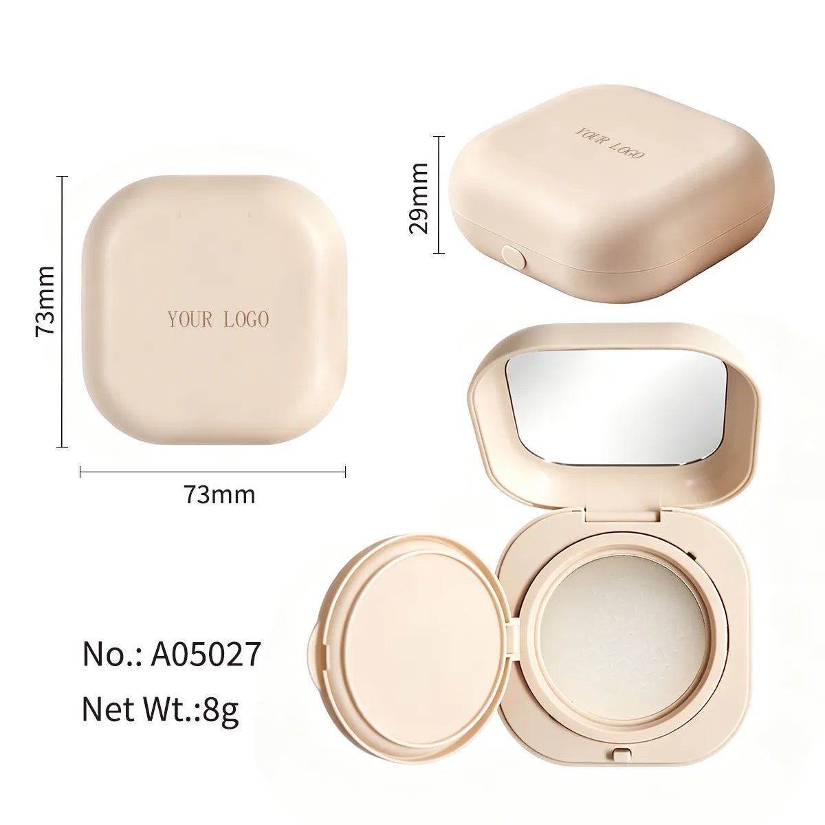 KAIYA refillable loose powder compact with a reusable outer case and replaceable inner powder component