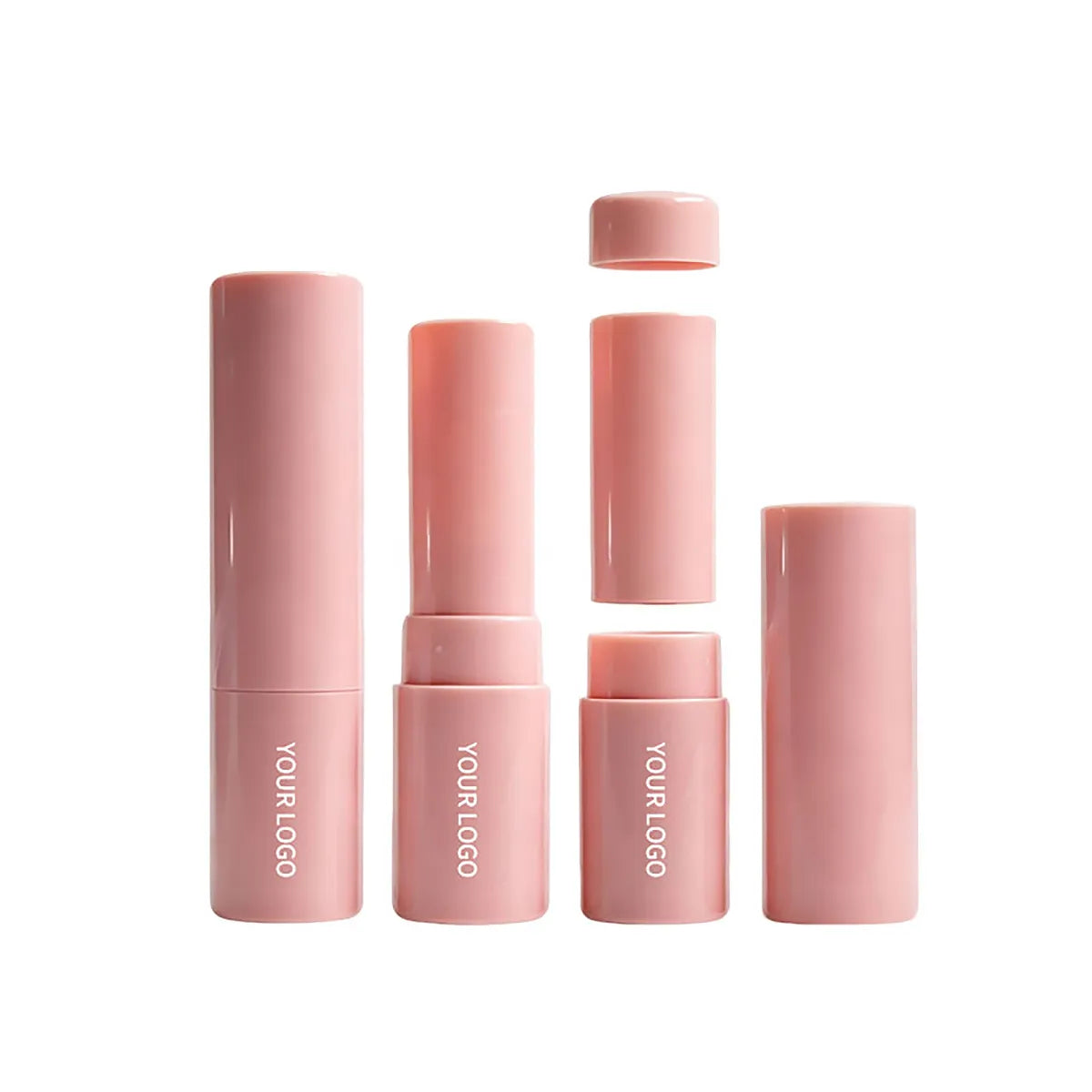 KAIYA refillable makeup container in pink stick packaging with replaceable inner component for balm, blush, contour, highlighter, or other cream stick products