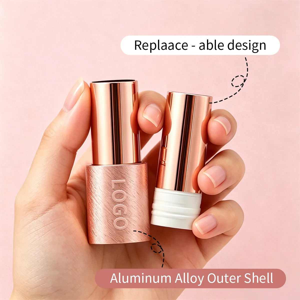 KAIYA refillable makeup containers with a reusable aluminum outer shell and replaceable inner cartridge