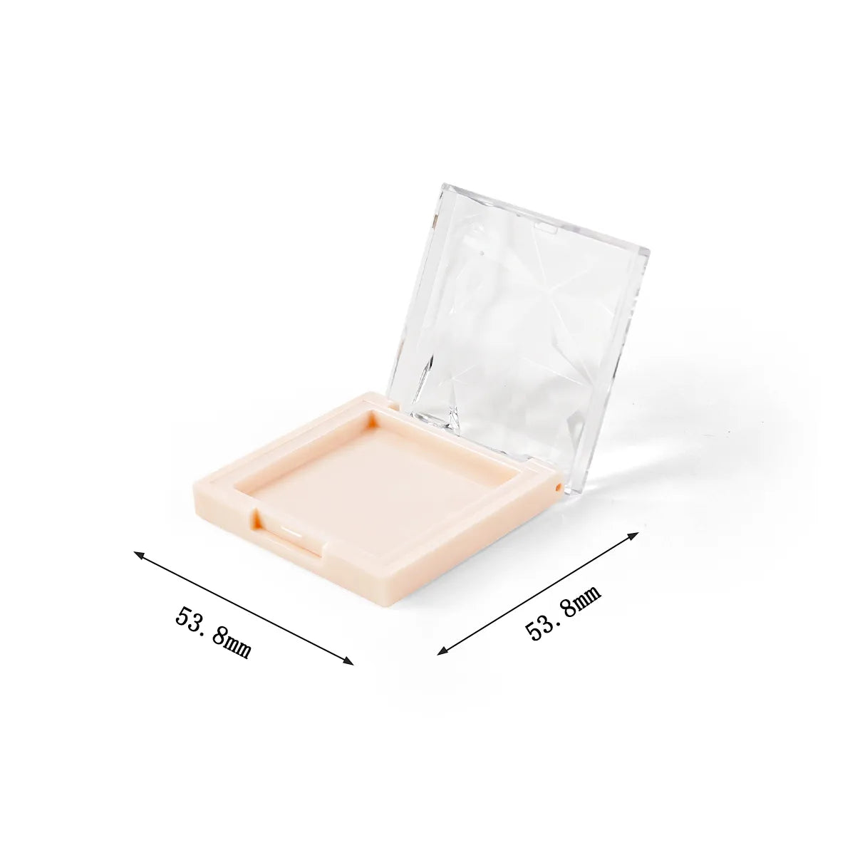 Small empty eyeshadow compact with clear lid in square design by Kaiya