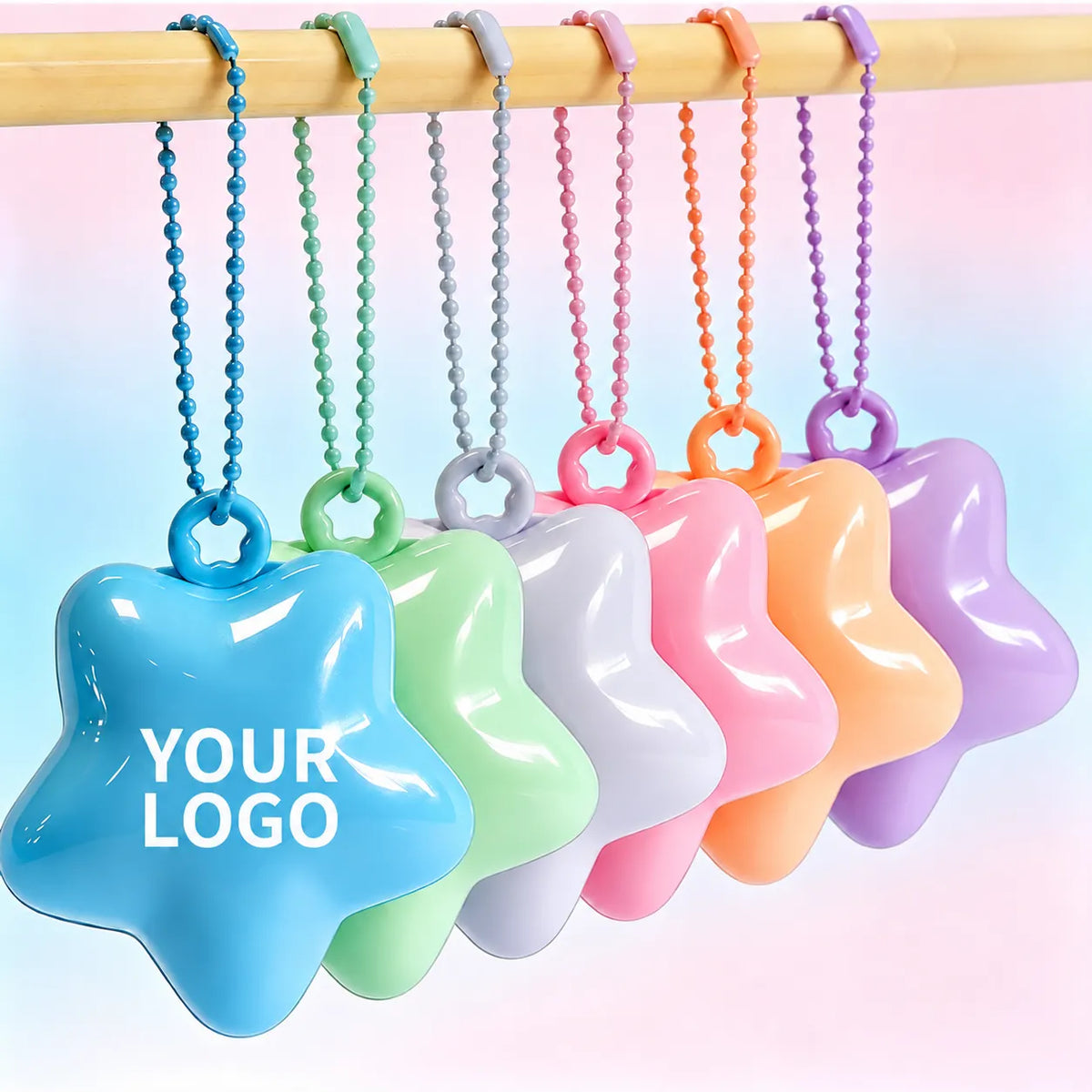 Small lip balm jars with colorful star-shaped keychain design for portable custom balm packaging by KAIYA