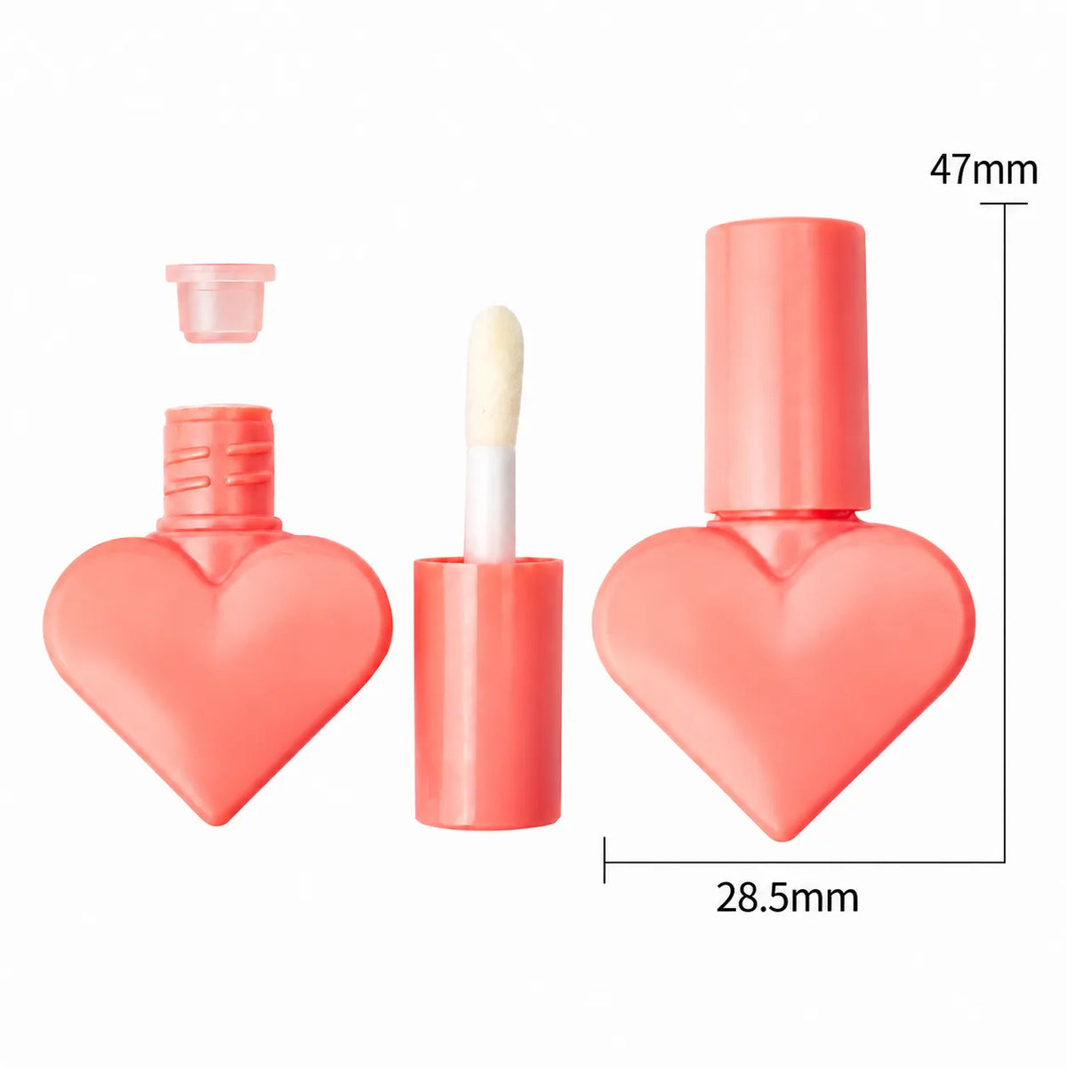 small lip gloss container structure with compact closure and dispensing components