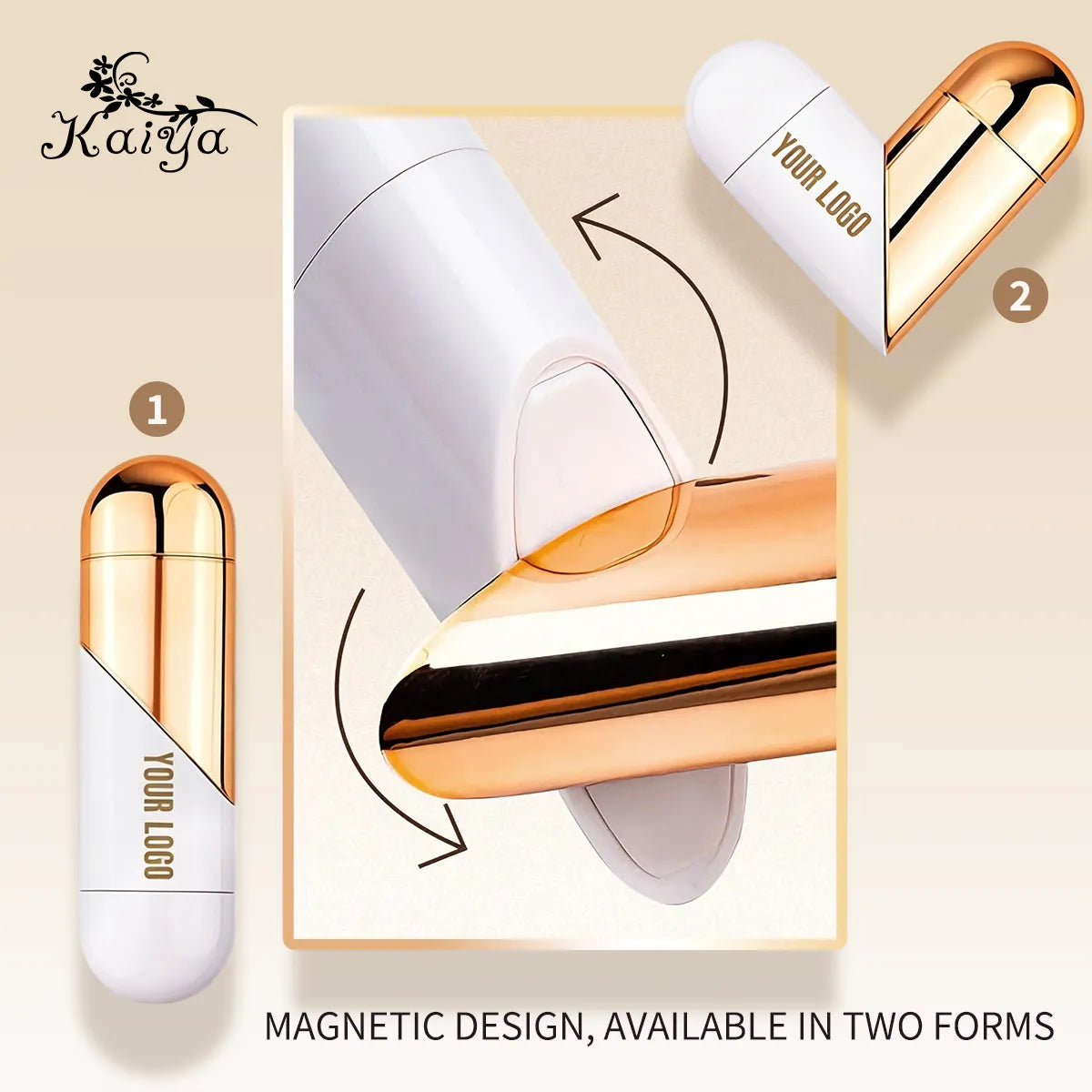 Rotating double-ended lip gloss tube showing the two-part twist structure