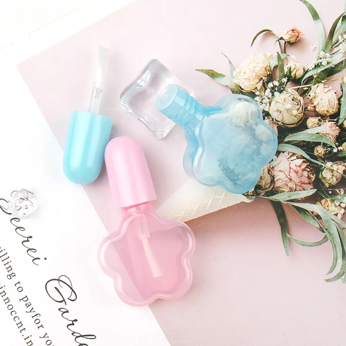 Kaiya unique empty nail polish bottles in a flower shaped design