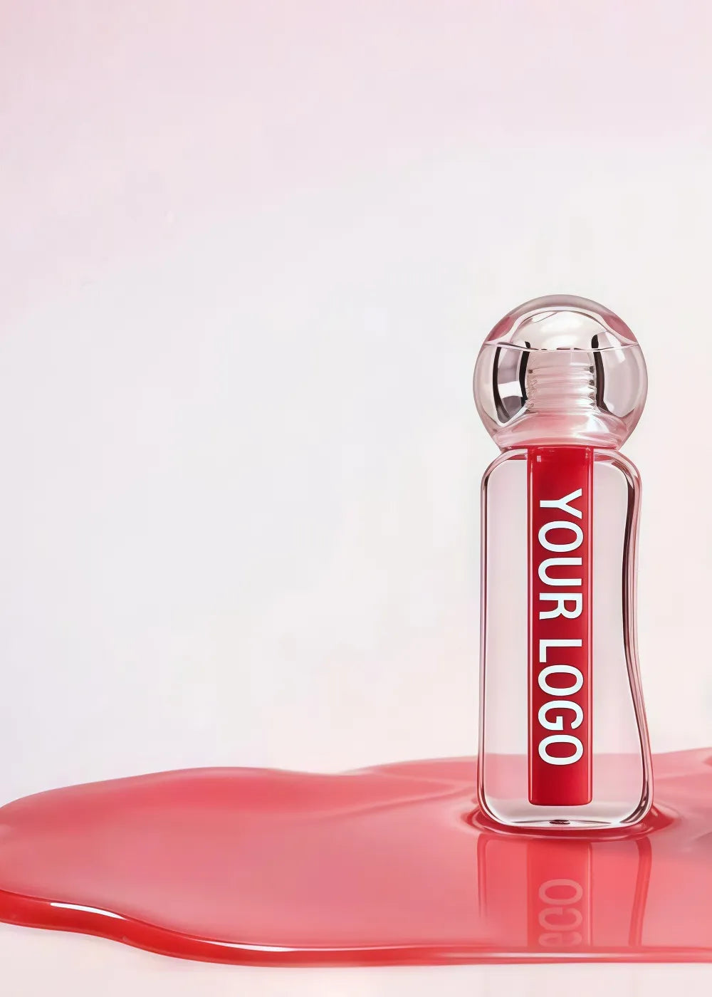 Lip gloss manufacturer creating custom lip gloss products with different shades, glossy textures, and branded designs for beauty companies