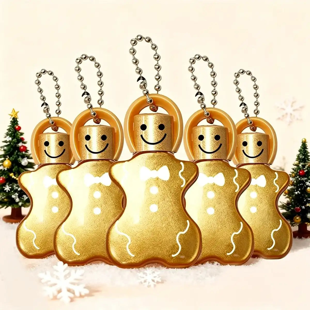 Cute gingerbread-shaped lip oil packaging with keychain design for novelty cosmetic container display