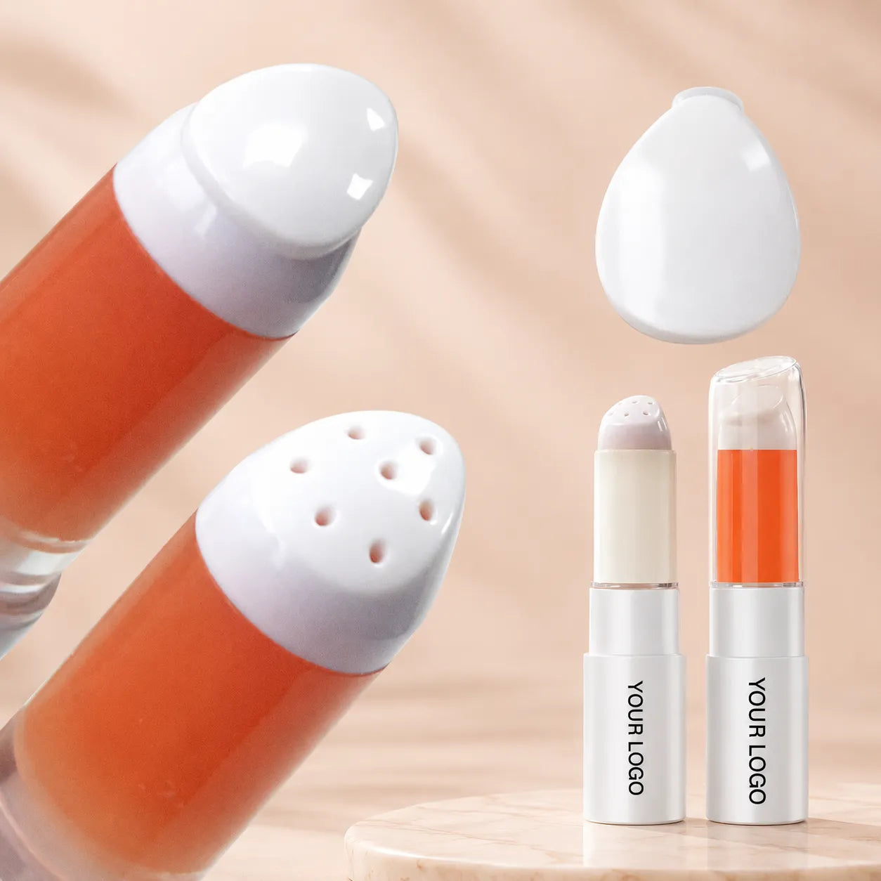 Lip serum packaging with soft applicator tip and compact tube design for liquid lip care products.